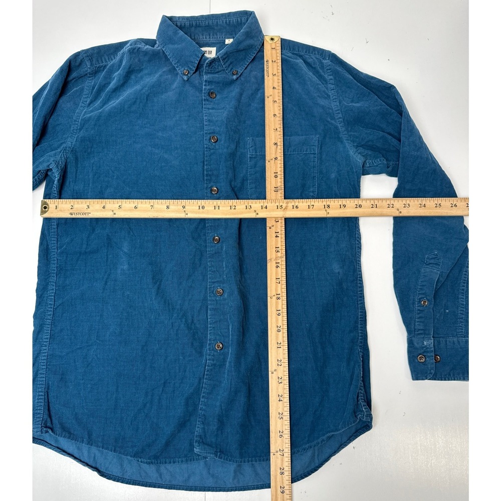 Uniqlo Mens Teal Blue Corduroy Button Down Shirt M Long Sleeve Cotton 331-078781 - Picture 6 of 7
